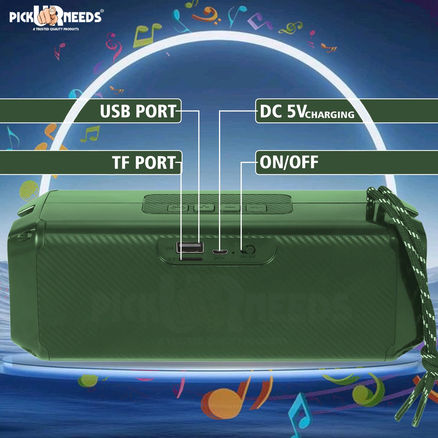 Pick Ur Needs Mini Wireless Soundbar System With RGB Disco Light TF Card / USB / Radio Support 10 W Bluetooth Speaker  (White, 5.0 Channel)